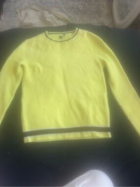 Opening Ceremony Men's Neon Yellow Crewneck Sweater with Black Trim